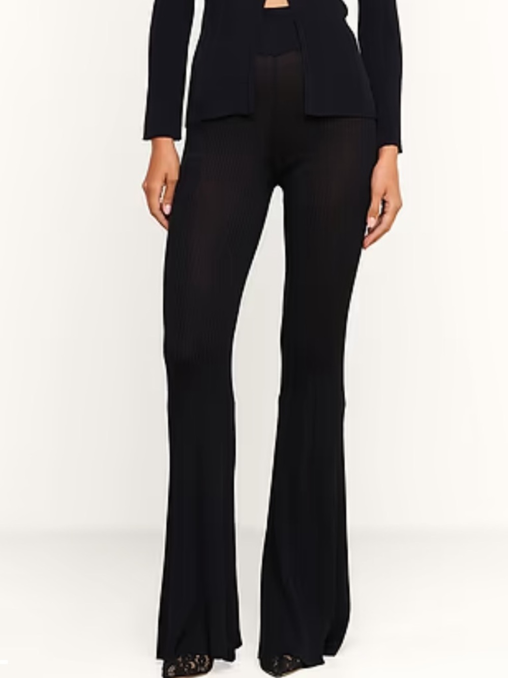 L’AGENCE Conan Flare Rib Pants in Black